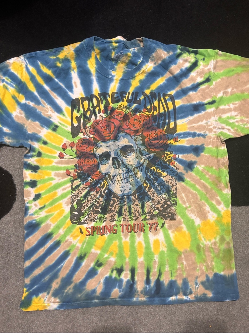 Grateful Dead Tie-Dye Tee - Blue, Yellow, Green, Tan